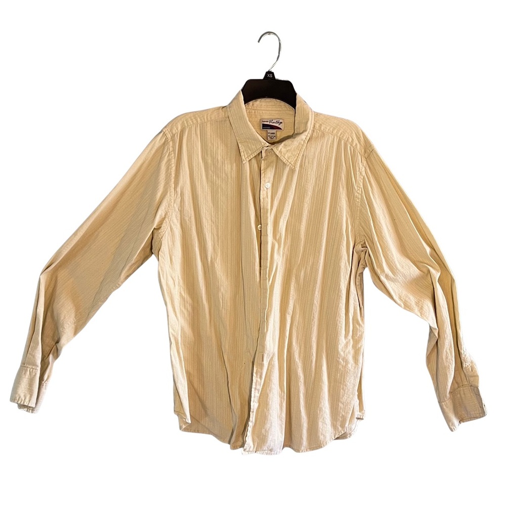 Rare Vintage Brand Men's Beige Button-Up Shirt Size XL